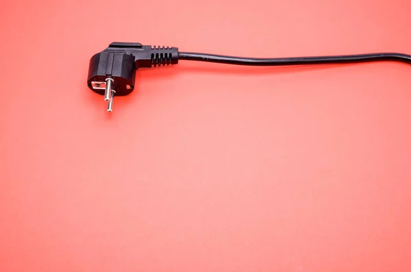 Primer Plano Cable Alimentación Sobre Fondo Rosa — Foto de Stock