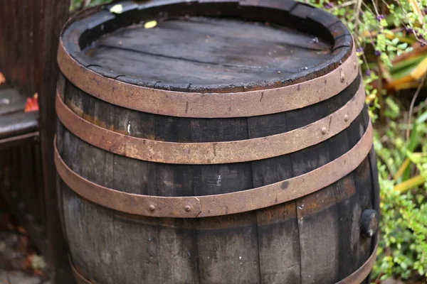 Primer Plano Viejo Barril Madera Vino — Foto de Stock