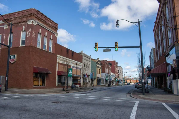 Gaffney Förenade Staterna Sep 2020 Street View Downtown Gaffney South — Stockfoto