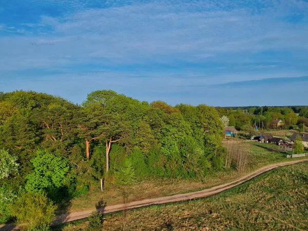 Весной Беларуси Открывается Воздушный Вид Дорогу Сельской Местности — стоковое фото
