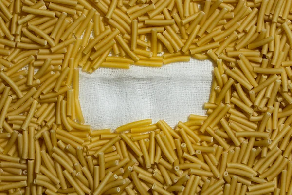 Closeup Shot Dry Macaroni Space Middle Text — Stock Photo, Image