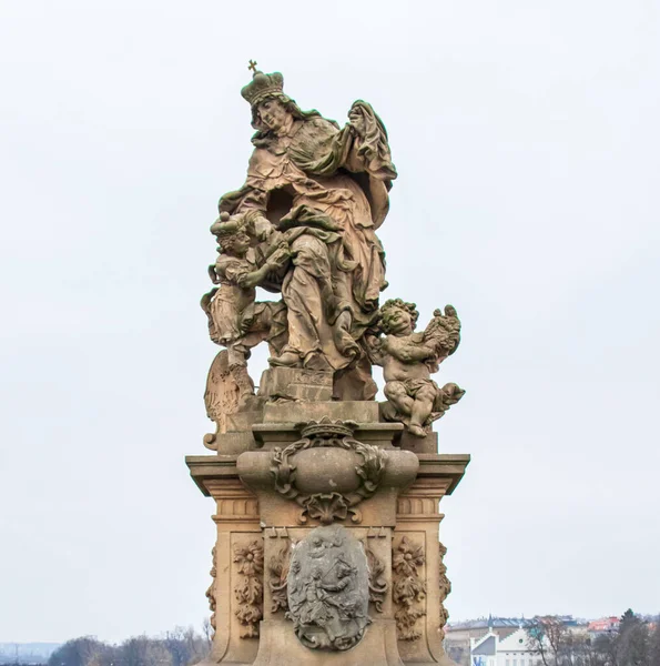 Prague República Checa Novembro 2019 Ponte Charles Praga Estátua — Fotografia de Stock