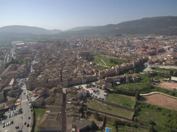 Montblanc Historical Village Tarragona Spain Aerial Drone Photo — Stock Photo, Image