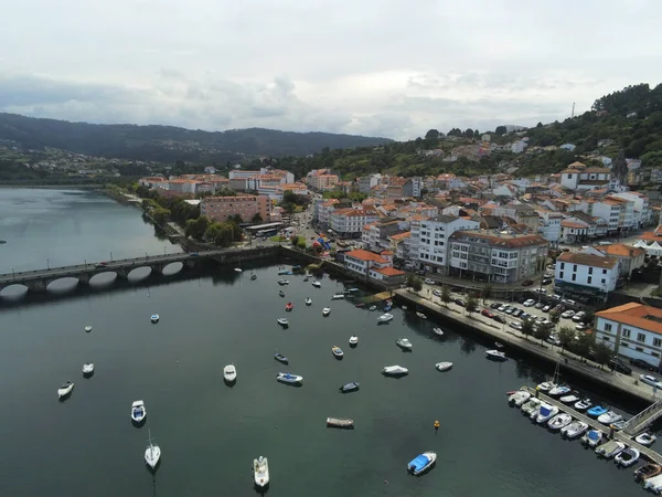 Pontedeume Aldeia Galiza Espanha Caminho Santiago Drone Aéreo Foto — Fotografia de Stock