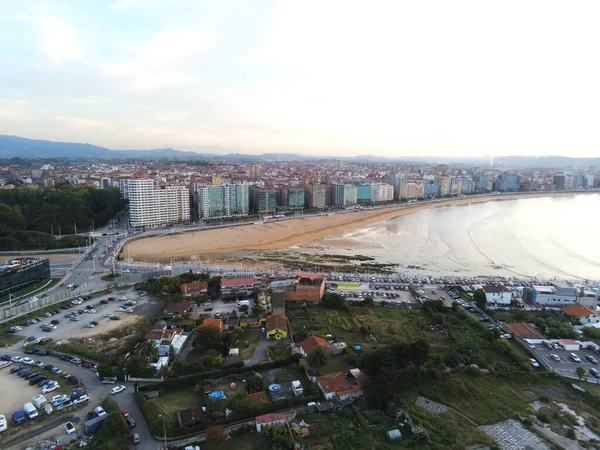 Gijon Schöne Küstenstadt Von Asturien Spanien Drohnenfoto Aus Der Luft — Stockfoto