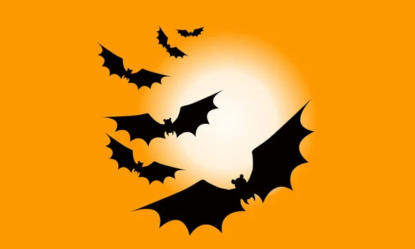 Een Illustratie Van Vliegende Vleermuizen Een Gele Achtergrond Halloween Concept — Stockfoto