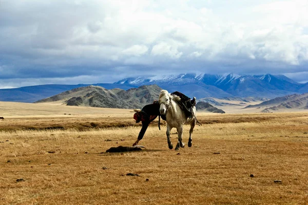 Ulgii Mongolia Setembro 2019 Caçadores Águias Mongólia Região Das Montanhas — Fotografia de Stock