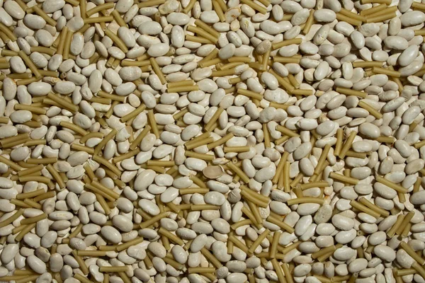 Closeup Shot White Navy Beans Dry Pasta Pieces — Stock Photo, Image