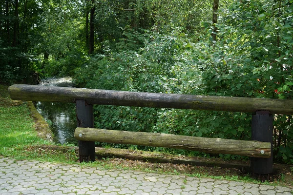 Wooden Fence Lake Green Park — Stock Photo, Image