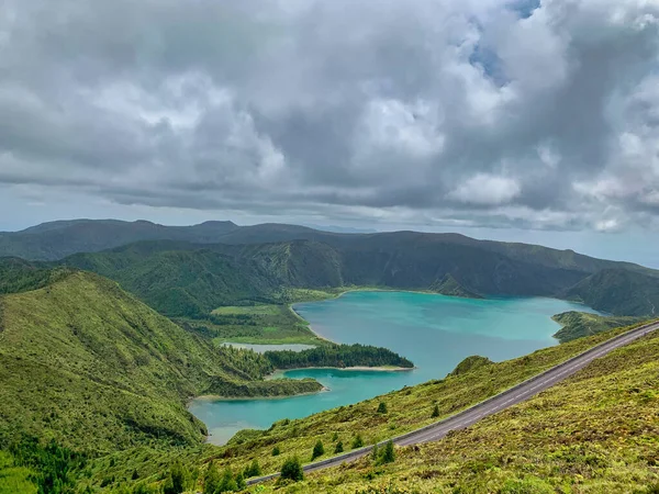 Uma Bela Foto Lago Cratera Lagoa Fogo Nos Açores Portugal — Fotografia de Stock