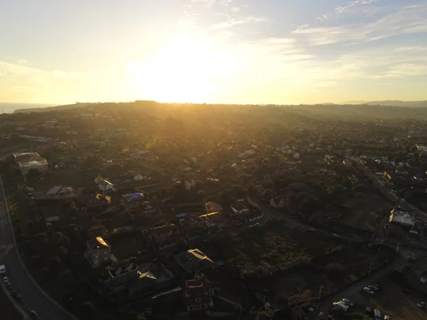 Ґіжон Гарне Прибережне Місто Астурія Іспанія Aerial Drone Photo — стокове фото