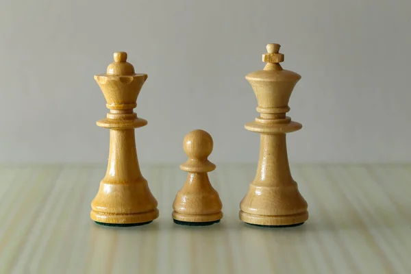 Крупним Планом Знімок Білого Шахового Пішака Між Типом Фігурами Королеви — стокове фото