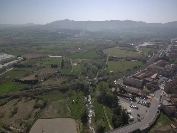 Montblanc Pueblo Histórico Tarragona España Foto Del Avión Tripulado Aéreo — Foto de Stock