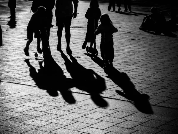 Grayscale Shot People Shadow — Stock Photo, Image