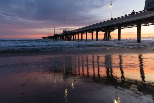 Mesmerizing View Pier Beach California Sunset — Stock Photo, Image