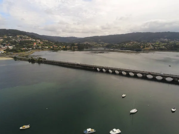 Pontedeume Spanya Nın Galiçya Köyü Santiago Camino Hava Aracı Fotoğrafı — Stok fotoğraf