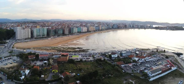 Gijon Bela Cidade Costeira Astúrias Espanha Drone Aéreo Foto — Fotografia de Stock