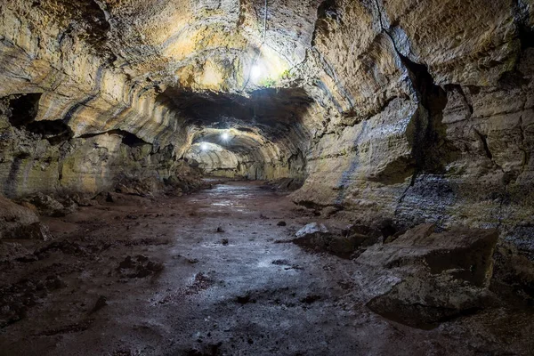 Естественный Туннель Захваченный Острове Санта Крус Эквадор — стоковое фото
