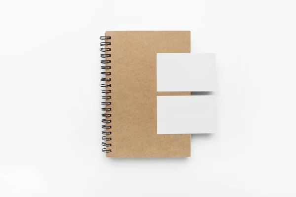Horní Pohled Notebook Kancelářské Potřeby Izolované Bílém Pozadí — Stock fotografie