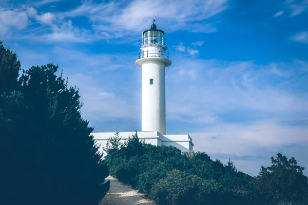 Lefkada Adası Deniz Feneri Nin Mavi Gökyüzüne Yakın Çekimi — Stok fotoğraf