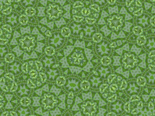 Eine Illustration Eines Grünen Abstrakten Musters Einem Kaleidoskop Als Hintergrund — Stockfoto