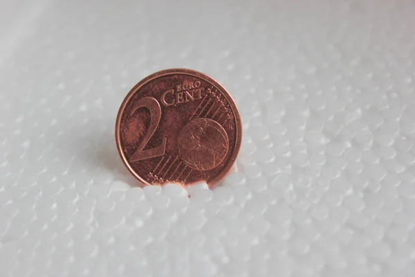 Крупним Планом Знімок Євро Центів Монети Білій Поверхні — стокове фото