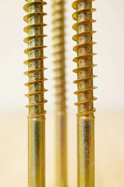 Ein Vertikaler Schuss Der Goldenen Schrauben — Stockfoto