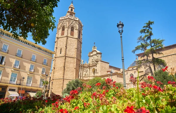 Una Bella Foto Della Cattedrale Valencia Dalla Plaza Reina — Foto Stock