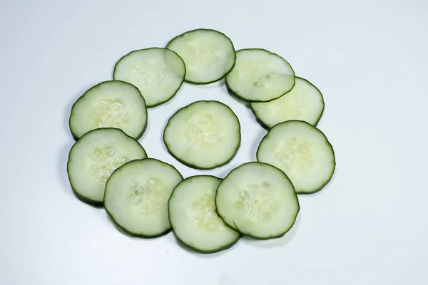 Closeup Shot Cut Cucumber White Background — Stock Photo, Image