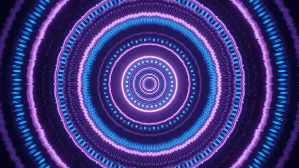 Rendering Uno Sfondo Futuristico Con Forme Circolari Luci Viola Neon — Foto Stock