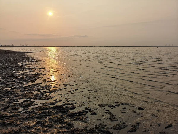 Magnifique Coucher Soleil Sur Une Plage Dangast Allemagne — Photo