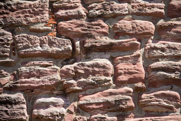 Primer Plano Una Pared Piedra Bajo Luz Del Sol Ideal — Foto de Stock