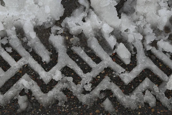 Closeup Shot Car Tracks Snow — Stock Photo, Image