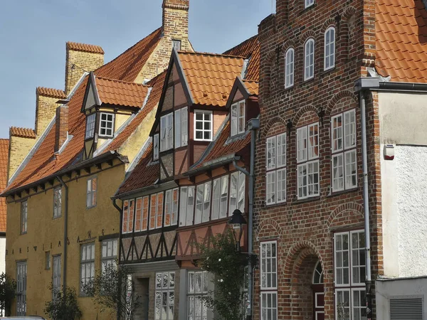 Typische Bakstenen Huizen Oude Stad Luebeck — Stockfoto