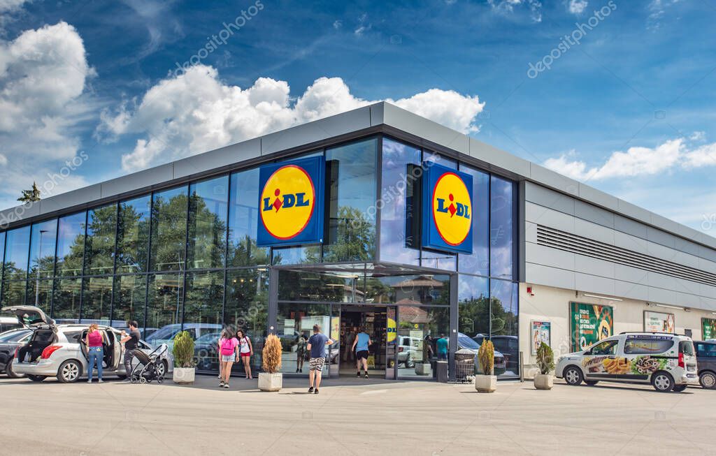 VARNA, BULGARIA - May 02, 2018: Lidl Stiftung & Co. KG is a German global discount supermarket chain,operating in 26 European countries and the United States