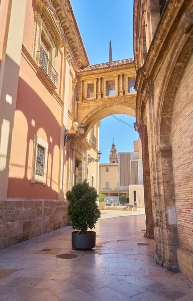 Plano Vertical Del Pasillo Exterior Catedral Valencia — Foto de Stock