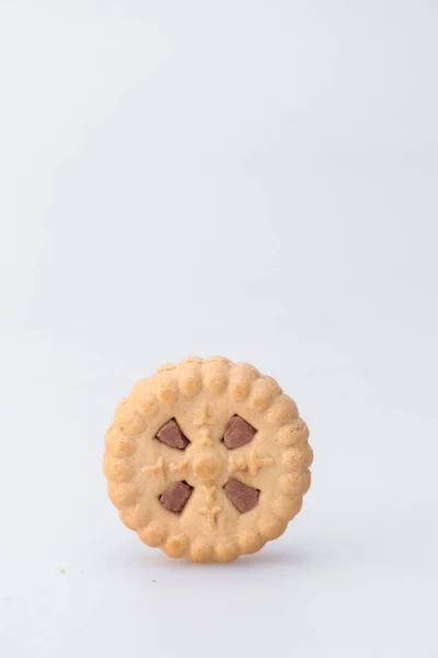 Primer Plano Una Galleta Chocolate Aislada Sobre Fondo Blanco —  Fotos de Stock