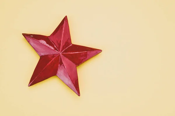 Ένα Κοντινό Πλάνο Ενός Κόκκινου Αστεριού Χριστουγεννιάτικη Διακόσμηση — Φωτογραφία Αρχείου