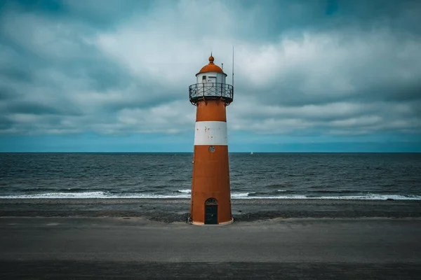 Tall Lighthouse North Sea Cloudy Sky — Stock Photo, Image