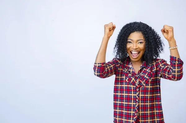 Young Beautiful African Female Her Fists — Stock Photo, Image