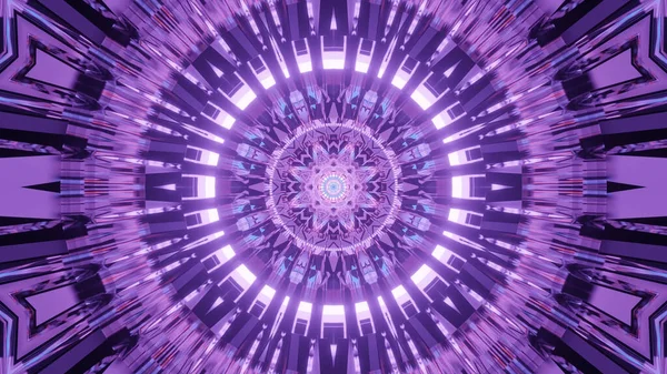 Vykreslení Abstraktního Pozadí Kruhovými Tvary Neonově Fialovými Světly — Stock fotografie
