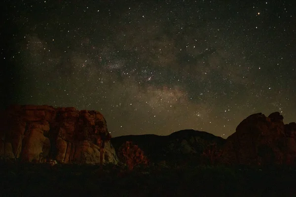 Uma Vista Deslumbrante Láctea Parque Nacional Joshua Tree — Fotografia de Stock