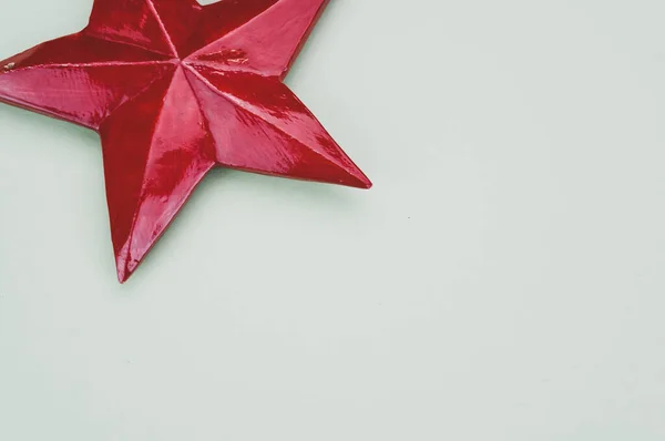 Крупный План Рождественского Украшения Красной Звезды — стоковое фото