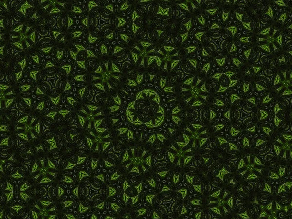 Иллюстрация Черно Зеленого Абстрактного Рисунка Калейдоскопе Качестве Фона — стоковое фото