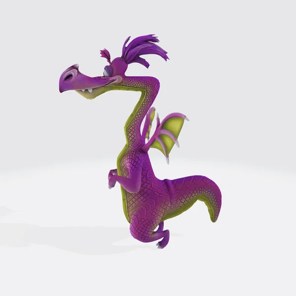 Una Representación Lindo Personaje Divertido Dragón Púrpura Aislado Sobre Fondo —  Fotos de Stock