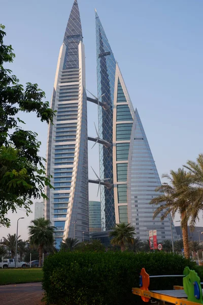 Tiro Vertical Bahrein World Trade Center — Fotografia de Stock