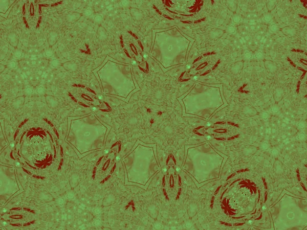 Ilustrace Červeného Zeleného Abstraktního Vzoru Kaleidoskopu Jako Pozadí — Stock fotografie