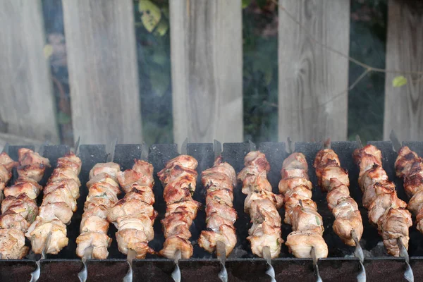 Tiro Close Carne Churrasco Uma Grade — Fotografia de Stock