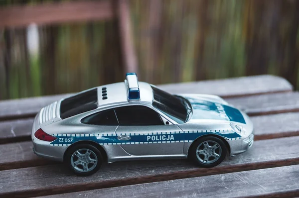 Poznan Poland Sep 2020 Plastic Toy Polish Porsche Police Car — Stock Photo, Image