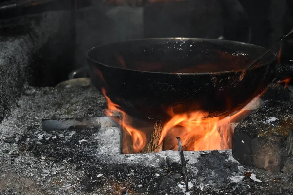Closeup Shot Cauldron Fire — Stock Photo, Image
